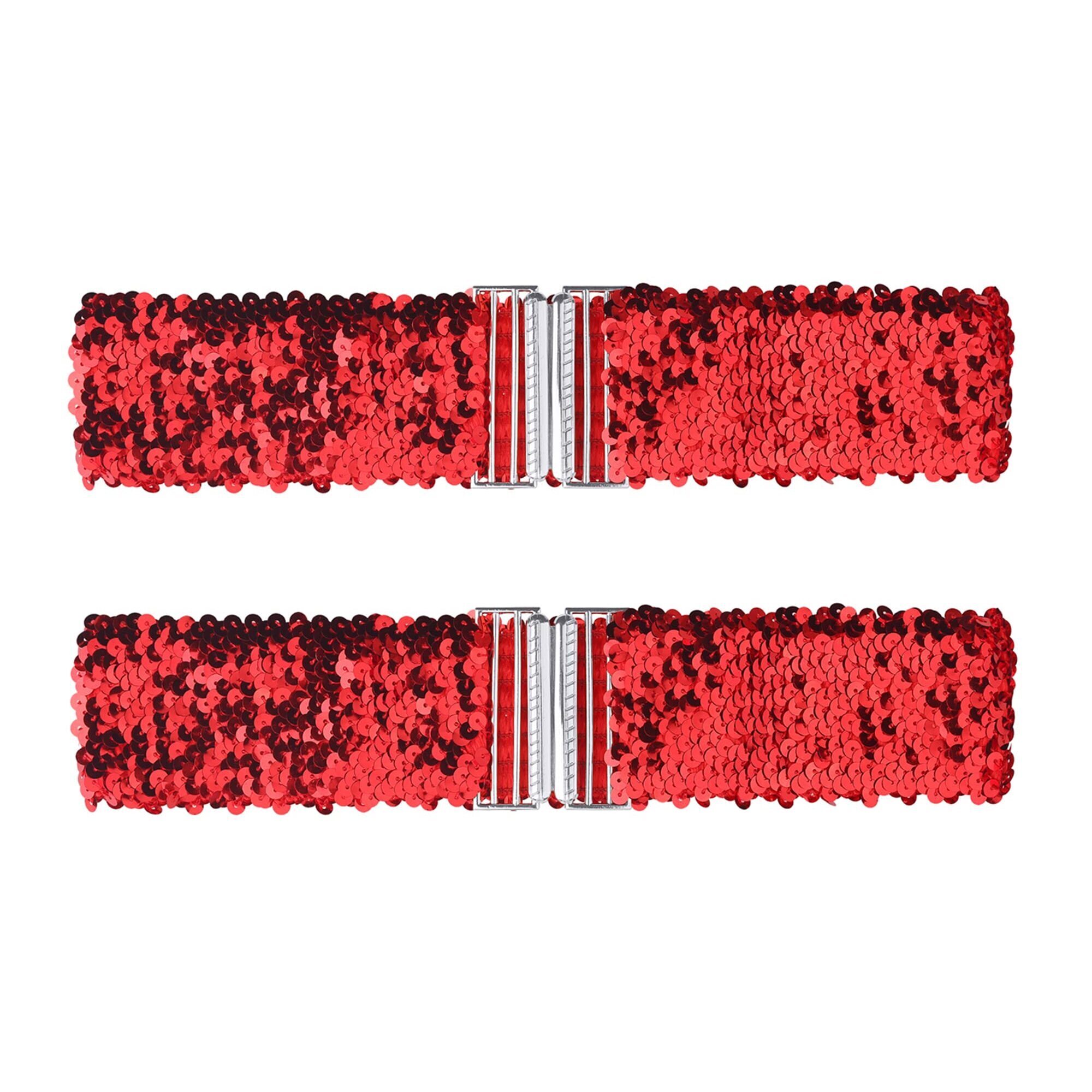 7914 Ladies Stretchy Wide Waist Belts Interlock Buckles Shinny Sequins